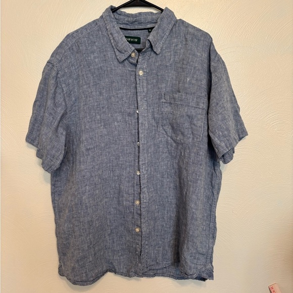 Orvis Other - Orvis Men’s 100% Linen Short Sleeve Shirt
Size XL | Light Blue Chambray